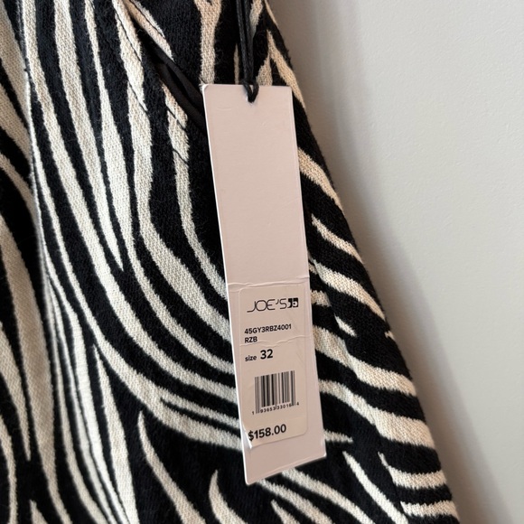 Joes Jeans Paperbag Shorts Size 32 White Black Zebra Animal Print High Rise Belt - Picture 3 of 7